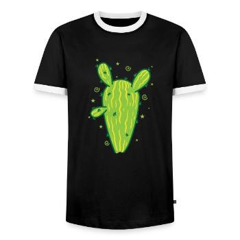 great cactus plant - Men's Ringer Shirt - black/white - Front - AI Model Female 172 light (172cm) & AI Model Male 178 light (178cm)