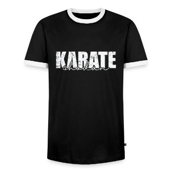 Jujitsu Shichidan Japanese Martial Arts - Men's Ringer Shirt - black/white - Front - AI Model Female 172 light (172cm) & AI Model Male 178 light (178cm)