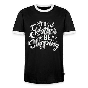 Je préfère dormir fatigué - T-shirt contrasté Homme - noir/blanc - Devant - AI Model Female 172 light (172cm) & AI Model Male 178 light (178cm)