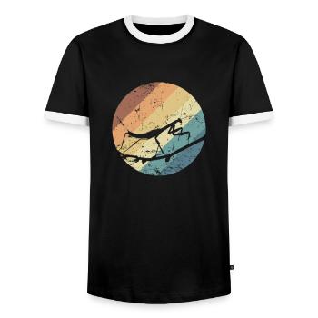 Praying mantis in gradient - Men's Ringer Shirt - black/white - Front - AI Model Female 172 light (172cm) & AI Model Male 178 light (178cm)