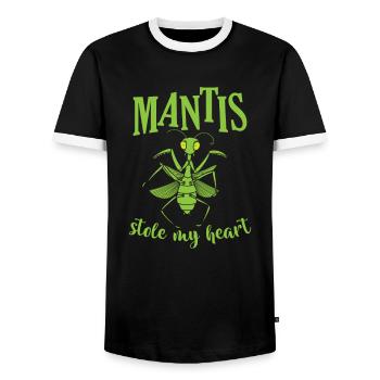 Mantis stole my Heart - Männer Kontrast-T-Shirt - Schwarz/Weiß - Vorne - AI Model Female 172 light (172cm) & AI Model Male 178 light (178cm)