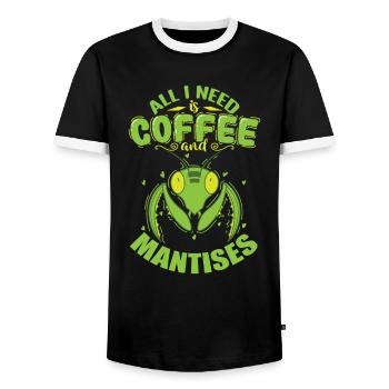 All I need is Coffee and Mantises - Männer Kontrast-T-Shirt - Schwarz/Weiß - Vorne - AI Model Female 172 light (172cm) & AI Model Male 178 light (178cm)