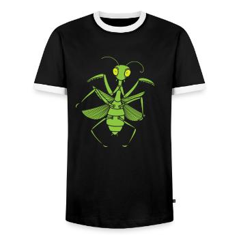 Insect Praying Mantis - Men's Ringer Shirt - black/white - Front - AI Model Female 172 light (172cm) & AI Model Male 178 light (178cm)