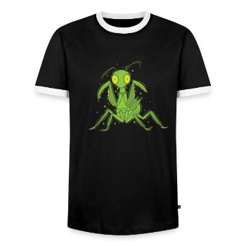 Praying Mantis Animal - Men's Ringer Shirt - black/white - Front - AI Model Female 172 light (172cm) & AI Model Male 178 light (178cm)