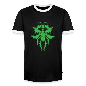Muster in Gottesanbeterin Form - Männer Kontrast-T-Shirt - Schwarz/Weiß - Vorne - AI Model Female 172 light (172cm) & AI Model Male 178 light (178cm)