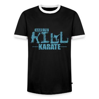 Arts martiaux de karaté difficiles à tuer - T-shirt contrasté Homme - noir/blanc - Devant - AI Model Female 172 light (172cm) & AI Model Male 178 light (178cm)