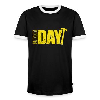Labor Day in den Vereinigten Staaten von Amerika - Männer Kontrast-T-Shirt - Schwarz/Weiß - Vorne - AI Model Female 172 light (172cm) & AI Model Male 178 light (178cm)
