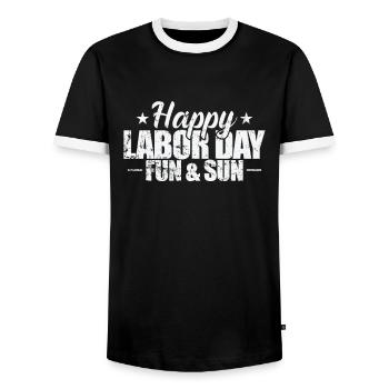 Happy Labor Day fun and Sun - Männer Kontrast-T-Shirt - Schwarz/Weiß - Vorne - AI Model Female 172 light (172cm) & AI Model Male 178 light (178cm)
