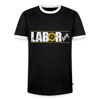 Labor Day für Arbeiter am Feiertag - Männer Kontrast-T-Shirt - Schwarz/Weiß - Vorne - AI Model Female 172 light (172cm) & AI Model Male 178 light (178cm)
