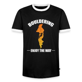 Bouldering enjoy the Way - Männer Kontrast-T-Shirt - Schwarz/Weiß - Vorne - AI Model Female 172 light (172cm) & AI Model Male 178 light (178cm)