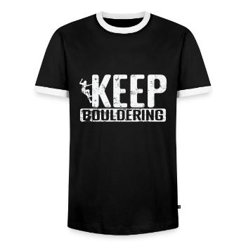Continuez à faire de l’escalade de bloc - T-shirt contrasté Homme - noir/blanc - Devant - AI Model Female 172 light (172cm) & AI Model Male 178 light (178cm)