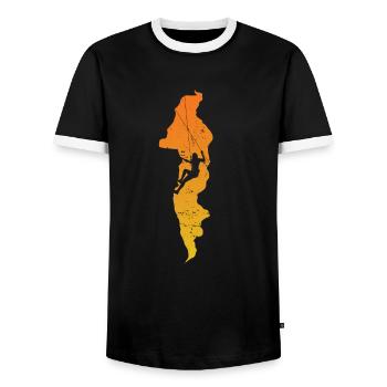 Bottleneck bouldering - Men's Ringer Shirt - black/white - Front - AI Model Female 172 light (172cm) & AI Model Male 178 light (178cm)