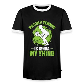 Le padel, c’est un peu mon truc - T-shirt contrasté Homme - noir/blanc - Devant - AI Model Female 172 light (172cm) & AI Model Male 178 light (178cm)