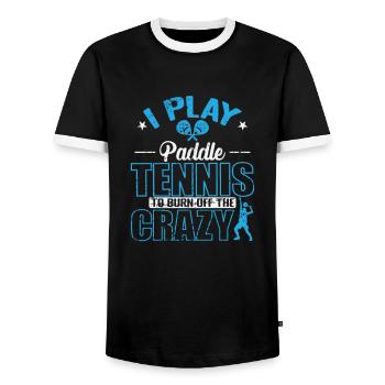 Je joue au padel pour brûler le fou - T-shirt contrasté Homme - noir/blanc - Devant - AI Model Female 172 light (172cm) & AI Model Male 178 light (178cm)
