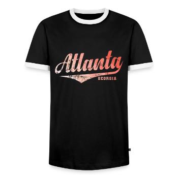 Atlanta, Georgia City in the USA - Men's Ringer Shirt - black/white - Front - AI Model Female 172 light (172cm) & AI Model Male 178 light (178cm)
