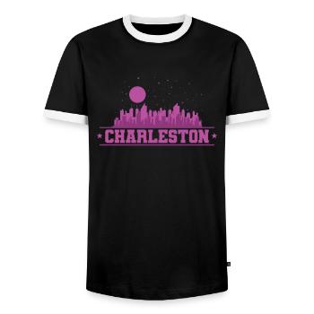 Charleston, une ville de l’État de Caroline du Sud, aux États-Unis. - T-shirt contrasté Homme - noir/blanc - Devant - AI Model Female 172 light (172cm) & AI Model Male 178 light (178cm)