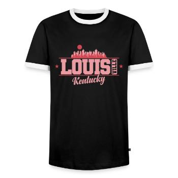 Louisville, Kentucky, a city in Kentucky - Men's Ringer Shirt - black/white - Front - AI Model Female 172 light (172cm) & AI Model Male 178 light (178cm)