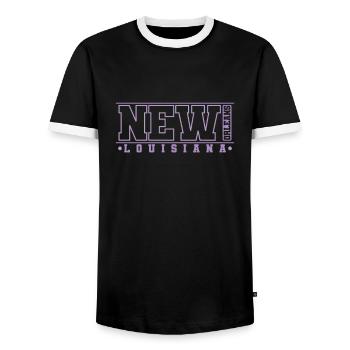 New Orleans, Louisiana, a city in the U.S. state of Louisiana - Men's Ringer Shirt - black/white - Front - AI Model Female 172 light (172cm) & AI Model Male 178 light (178cm)
