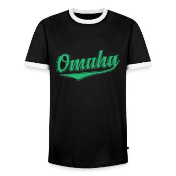 Omaha Nebraska City in the United States - Men's Ringer Shirt - black/white - Front - AI Model Female 172 light (172cm) & AI Model Male 178 light (178cm)