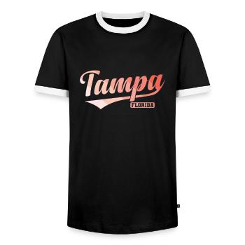 Tampa, une ville de l’État de Floride aux États-Unis - T-shirt contrasté Homme - noir/blanc - Devant - AI Model Female 172 light (172cm) & AI Model Male 178 light (178cm)