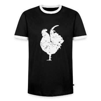 Rooster rooster - Men's Ringer Shirt - black/white - Front - AI Model Female 172 light (172cm) & AI Model Male 178 light (178cm)