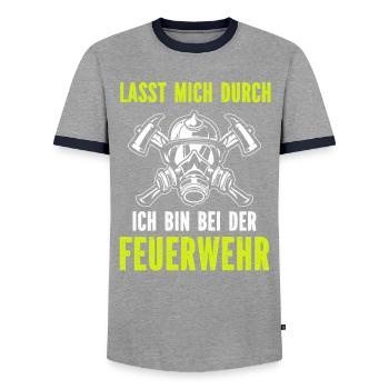 Firefighter Tshirt Firefighter Firefighter 112 - Men's Ringer Shirt - grey/navy  - Front - AI Model Female 172 light (172cm) & AI Model Male 178 light (178cm)