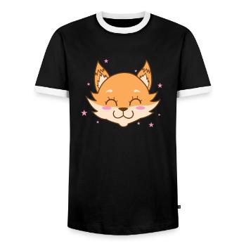 Red Fox Wilderness - Men's Ringer Shirt - black/white - Front - AI Model Female 172 light (172cm) & AI Model Male 178 light (178cm)