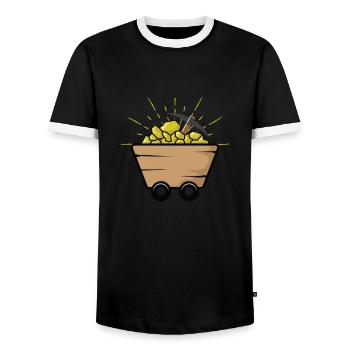 Cart with Aurum - Men's Ringer Shirt - black/white - Front - AI Model Female 172 light (172cm) & AI Model Male 178 light (178cm)