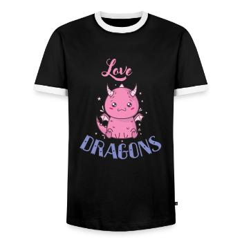 Dragons d’amour Dragon mythique - T-shirt contrasté Homme - noir/blanc - Devant - AI Model Female 172 light (172cm) & AI Model Male 178 light (178cm)