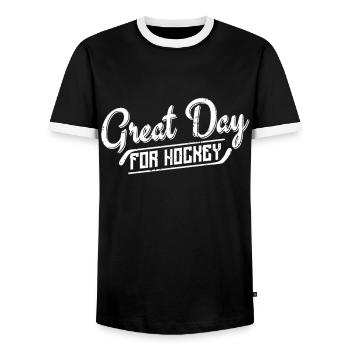 Une belle journée pour le hockey - T-shirt contrasté Homme - noir/blanc - Devant - AI Model Female 172 light (172cm) & AI Model Male 178 light (178cm)