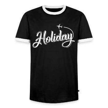 Holiday nice holiday Leisure holidays - Men's Ringer Shirt - black/white - Front - AI Model Female 172 light (172cm) & AI Model Male 178 light (178cm)