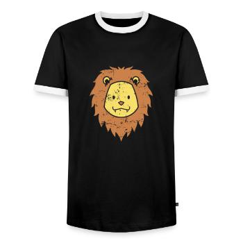 Roi prédateur du lion d’Afrique - T-shirt contrasté Homme - noir/blanc - Devant - AI Model Female 172 light (172cm) & AI Model Male 178 light (178cm)