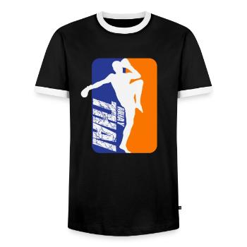 Muay Thai hobby sport cool - T-shirt contrasté Homme - noir/blanc - Devant - AI Model Female 172 light (172cm) & AI Model Male 178 light (178cm)