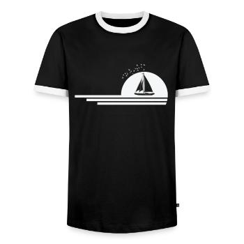 Sailboat Sailing Water Sports - Men's Ringer Shirt - black/white - Front - AI Model Female 172 light (172cm) & AI Model Male 178 light (178cm)