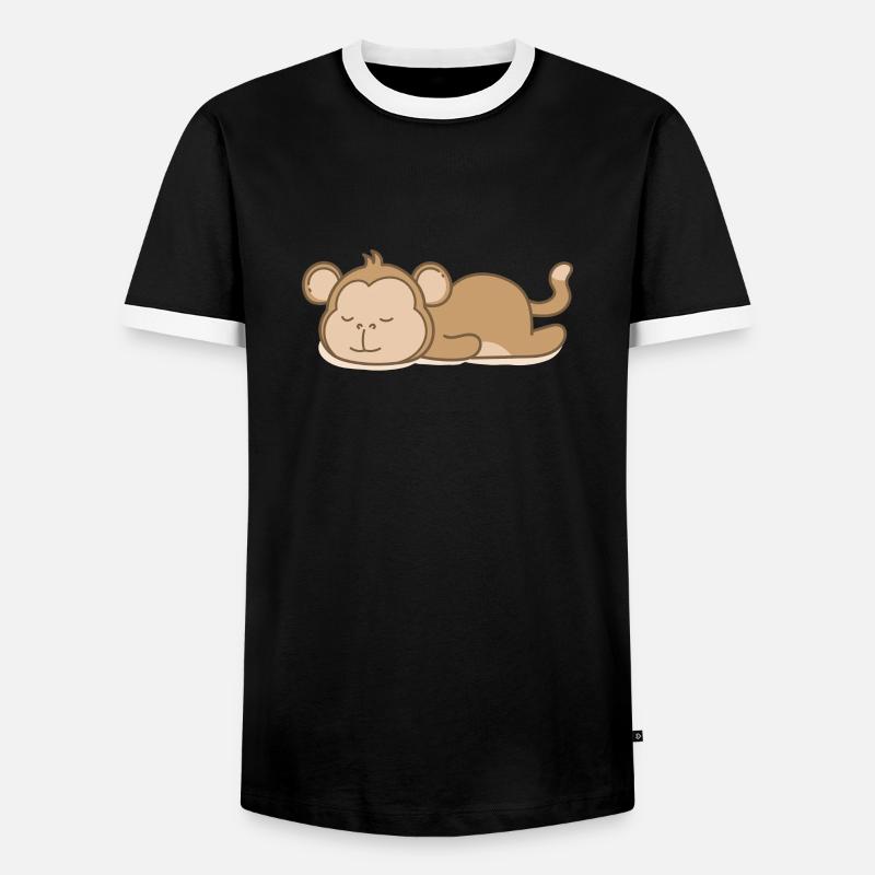 Sleeping Monkey - Men's Ringer Shirt - black/white