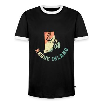État d’origine du Rhode Island aux États-Unis - T-shirt contrasté Homme - noir/blanc - Devant - AI Model Female 172 light (172cm) & AI Model Male 178 light (178cm)