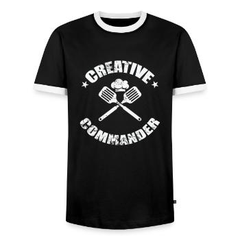 Commandant créatif - T-shirt contrasté Homme - noir/blanc - Devant - AI Model Female 172 light (172cm) & AI Model Male 178 light (178cm)