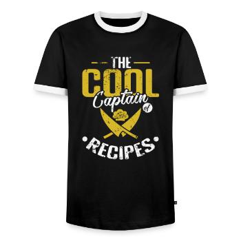 The Cool Captain of Recipes - Men's Ringer Shirt - black/white - Front - AI Model Female 172 light (172cm) & AI Model Male 178 light (178cm)