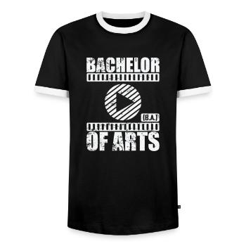 Bachelor of Arts Kreative Studien - Männer Kontrast-T-Shirt - Schwarz/Weiß - Vorne - AI Model Female 172 light (172cm) & AI Model Male 178 light (178cm)