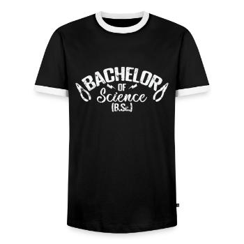 Bachelor of Science Science and Research - Men's Ringer Shirt - black/white - Front - AI Model Female 172 light (172cm) & AI Model Male 178 light (178cm)