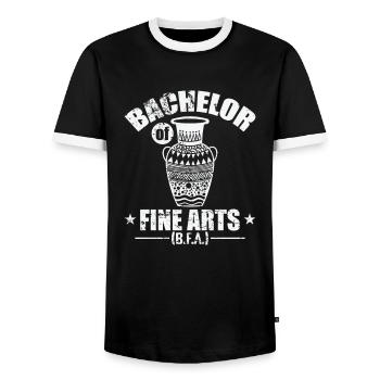 Bachelor of Fine Arts Arts and Creativity - Men's Ringer Shirt - black/white - Front - AI Model Female 172 light (172cm) & AI Model Male 178 light (178cm)