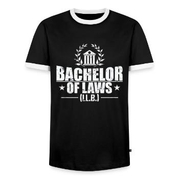 Bachelor of Laws in Law - Men's Ringer Shirt - black/white - Front - AI Model Female 172 light (172cm) & AI Model Male 178 light (178cm)
