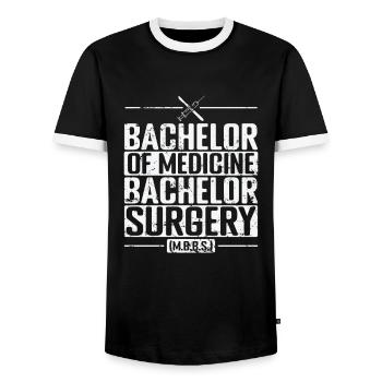 Bachelor of Medicine, Bachelor of Surgery Medicine - Men's Ringer Shirt - black/white - Front - AI Model Female 172 light (172cm) & AI Model Male 178 light (178cm)