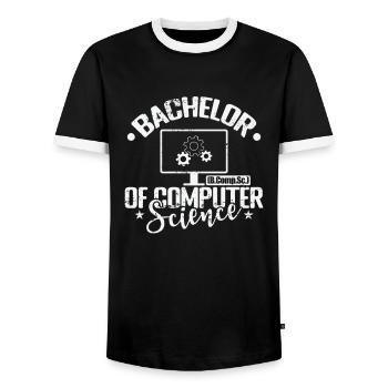 Baccalauréat en informatique (B.Comp.Sc.) - T-shirt contrasté Homme - noir/blanc - Devant - AI Model Female 172 light (172cm) & AI Model Male 178 light (178cm)