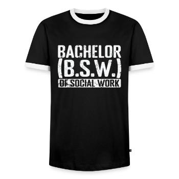 Baccalauréat en travail social Services sociaux - T-shirt contrasté Homme - noir/blanc - Devant - AI Model Female 172 light (172cm) & AI Model Male 178 light (178cm)