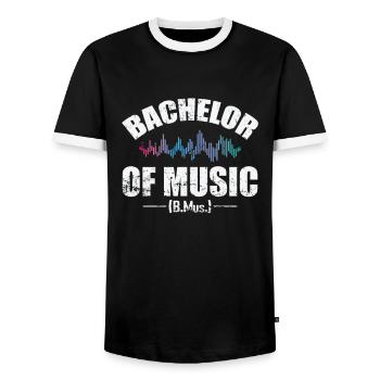 Bachelor of Music Musical Education - Men's Ringer Shirt - black/white - Front - AI Model Female 172 light (172cm) & AI Model Male 178 light (178cm)