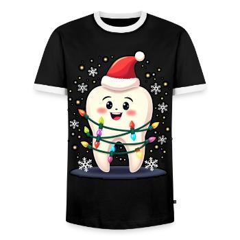 Zähne Weihnachten Zahnarzt Geschenk - Männer Kontrast-T-Shirt - Schwarz/Weiß - Vorne - AI Model Female 172 light (172cm) & AI Model Male 178 light (178cm)
