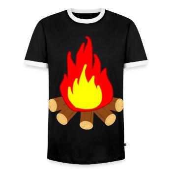 Fire - Men's Ringer Shirt - black/white - Front - AI Model Female 172 light (172cm) & AI Model Male 178 light (178cm)