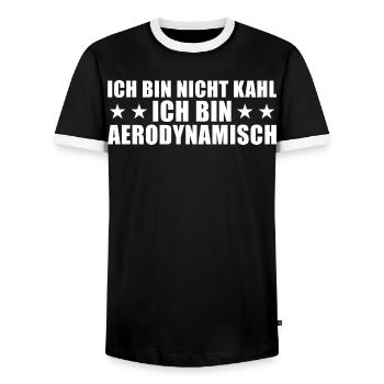 Chauve Pas chauve Je suis aérodynamique - T-shirt contrasté Homme - noir/blanc - Devant - AI Model Female 172 light (172cm) & AI Model Male 178 light (178cm)
