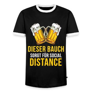 Biertrinker Dieser Bauch sorgt für Social Distance - Männer Kontrast-T-Shirt - Schwarz/Weiß - Vorne - AI Model Female 172 light (172cm) & AI Model Male 178 light (178cm)